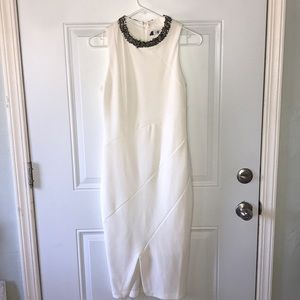 White form fitting pencil dress